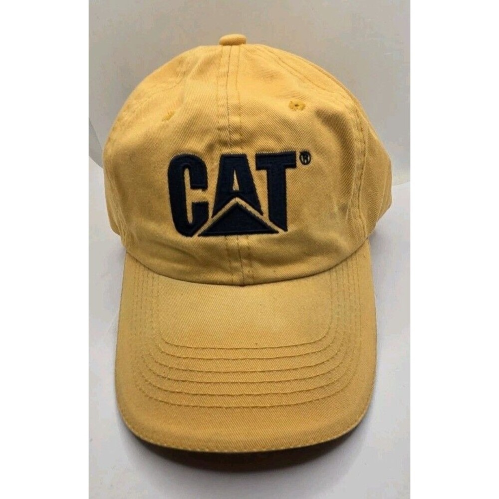 Cat Caterpillar Cap Hat Equipment Men's Logo Yellow Strapback Baseball